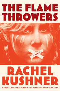 The Flame Throwers cover art. An orange-tinted photograph of a woman with tape over her mouth