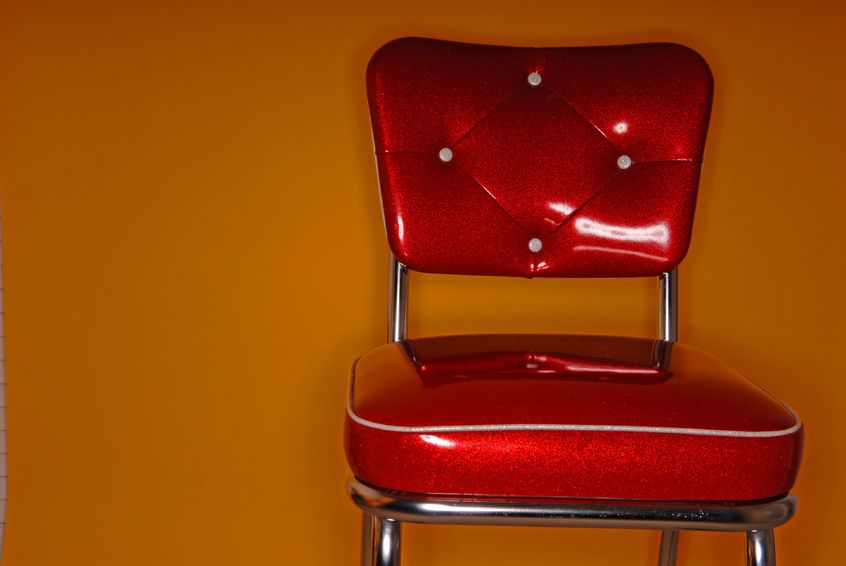 red vinyl chair