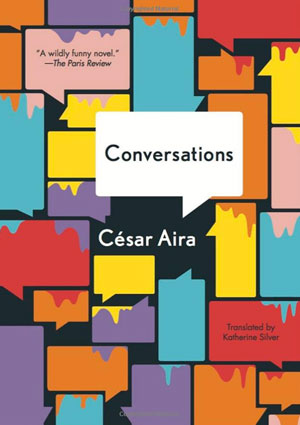 Conversations cover art. Blank multicolored dialogue boxes with paint dripping into them