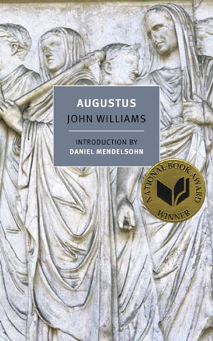 Augustus cover art. A photograph of three statues of men in robes