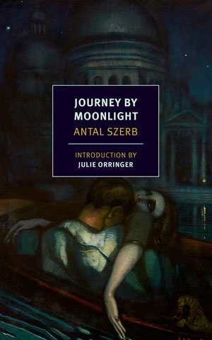 Journey By Moonlight cover art. A painting of a man holding a woman beneath a domed church 