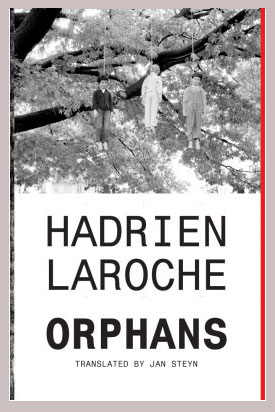 Orphans cover art. A black-and-white photograph of three children hanging dead from a tree