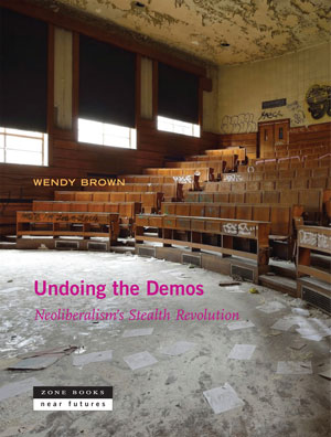 Undoing the Demos book jacket; abandoned lecture room