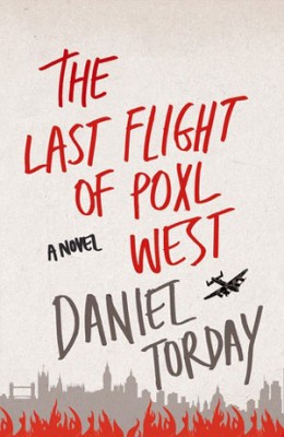 The Last Flight of Poxl West cover art. Artwork of a plane flying over London