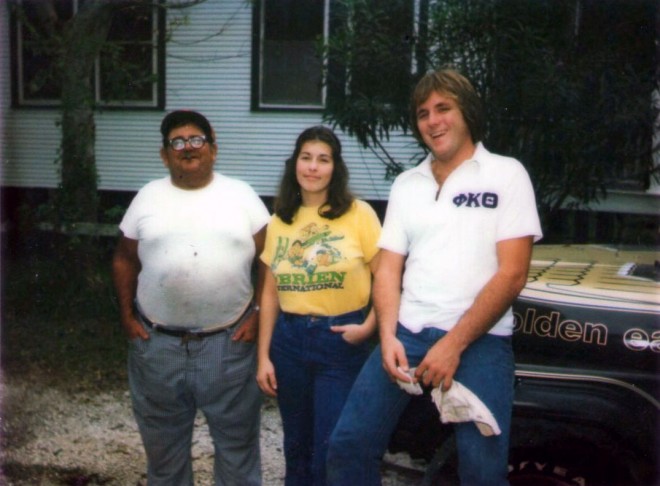 The author's parents with his grandfather, Felix Kiger.