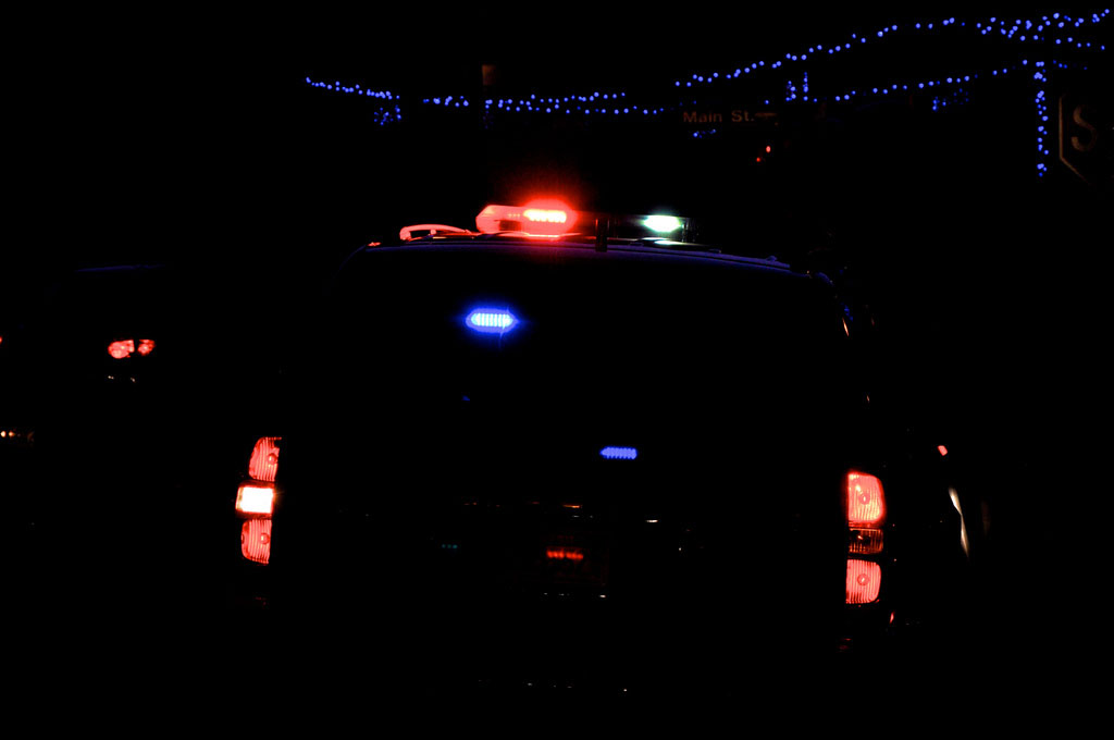Police lights at night