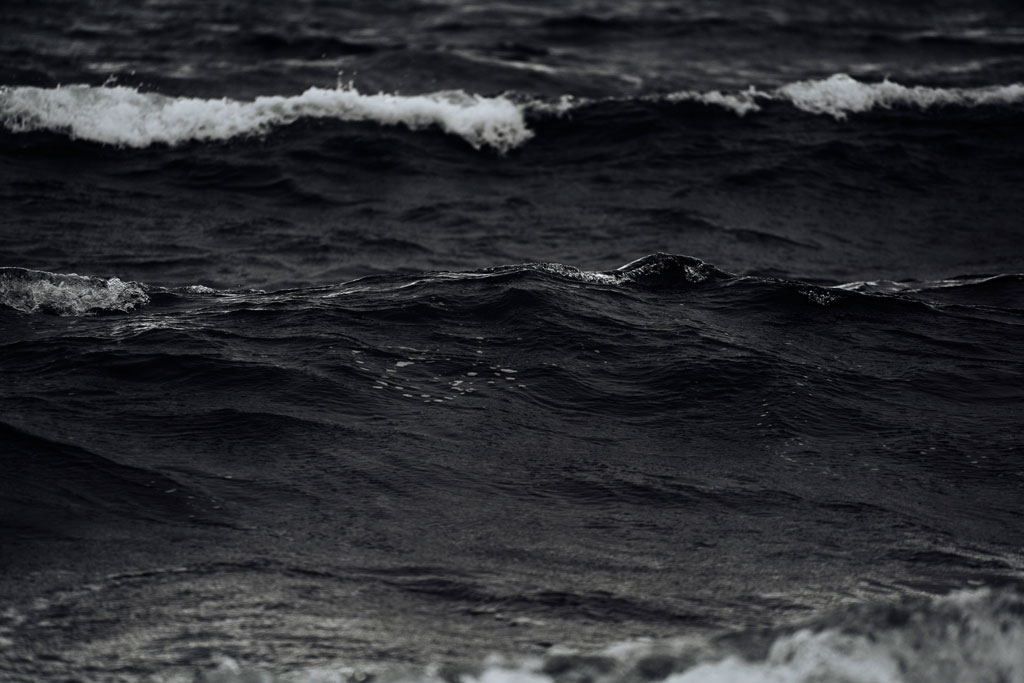 Ocean waves at night