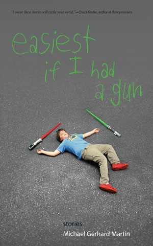 Easiest if I Had a Gun cover art. A boy lays sprawled on pavement with two light sabers behind him