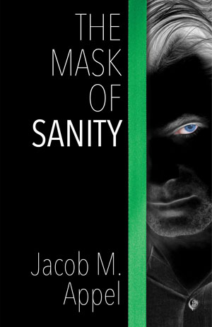 The Mask of Sanity cover art. A dark photo of a man with a piercing blue eye