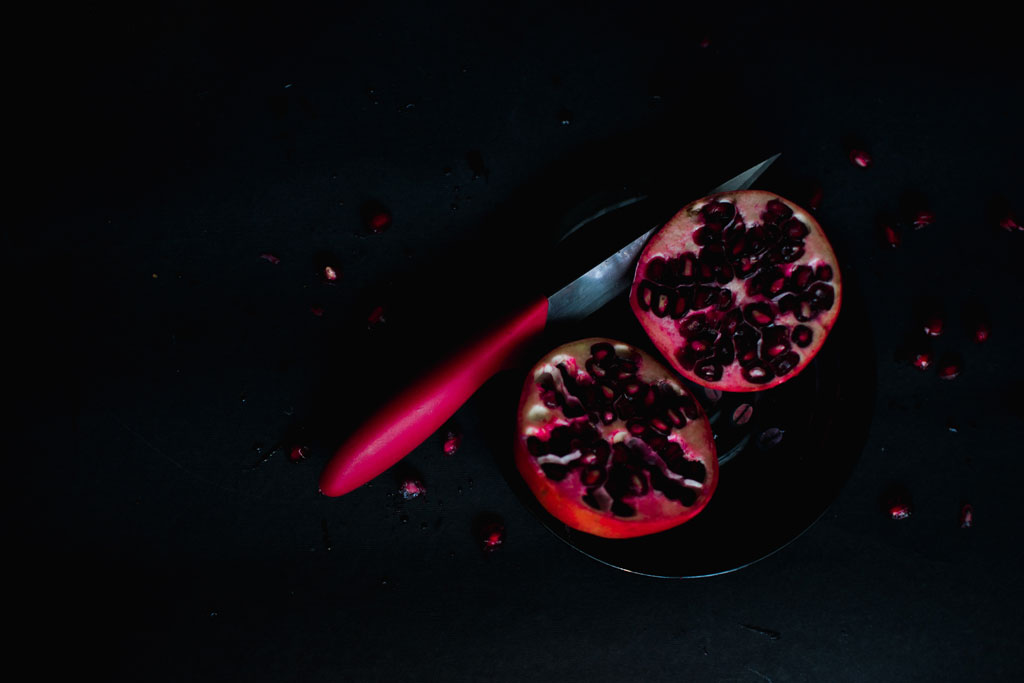 Pomegranate cut in half