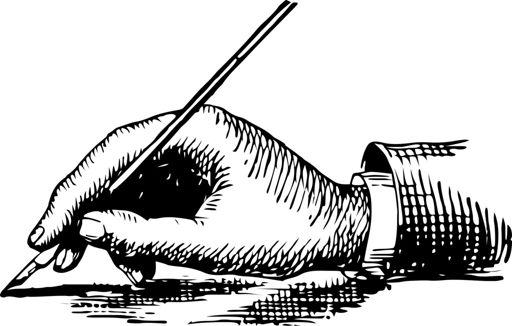 Clip art of hand writing with ink pen