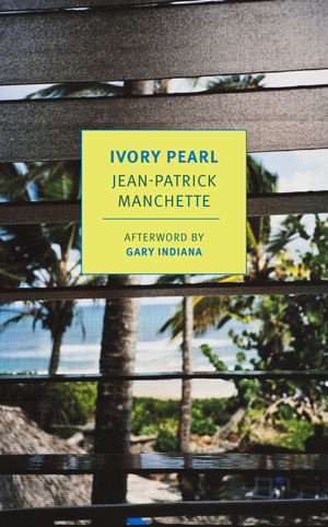 Ivory Pearl cover photo. A grainy photo of palm trees and the ocean seen through half-opened window blinds