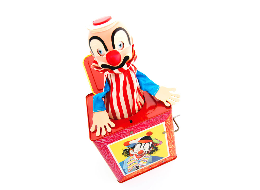Photograph of a Jack In The Box toy with the clown popping out