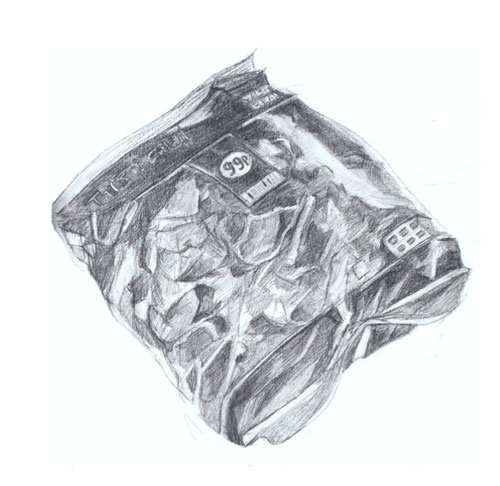 line drawing of a bag of salad