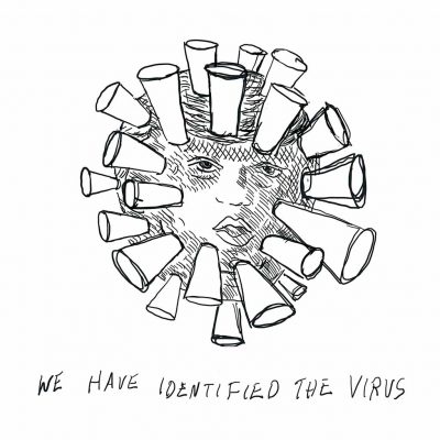 Image of Donald Trump inside virus with caption: we have identified the virus