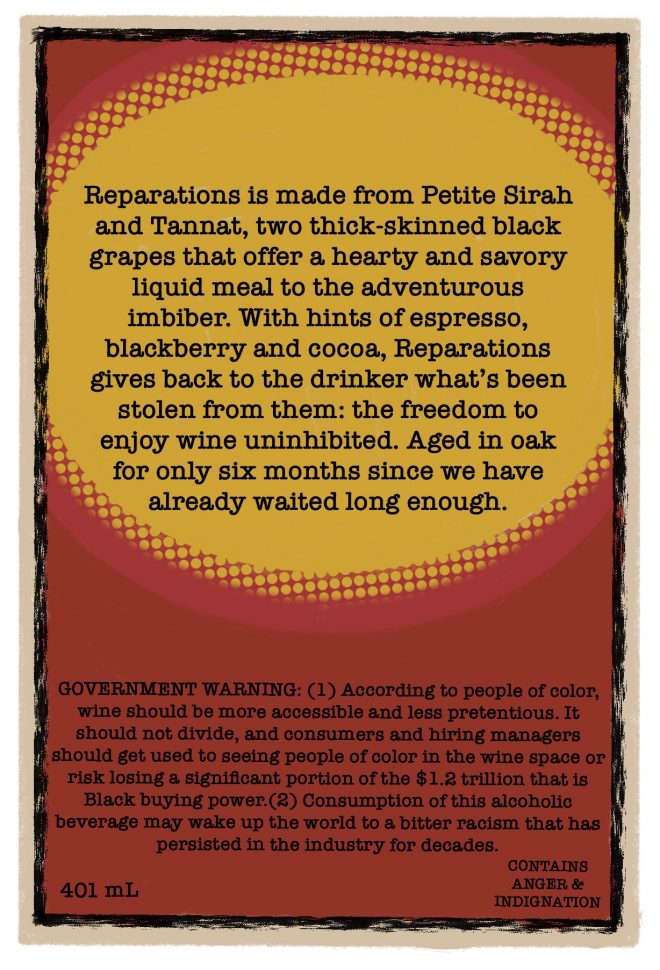 Back of Reparation Wine Label