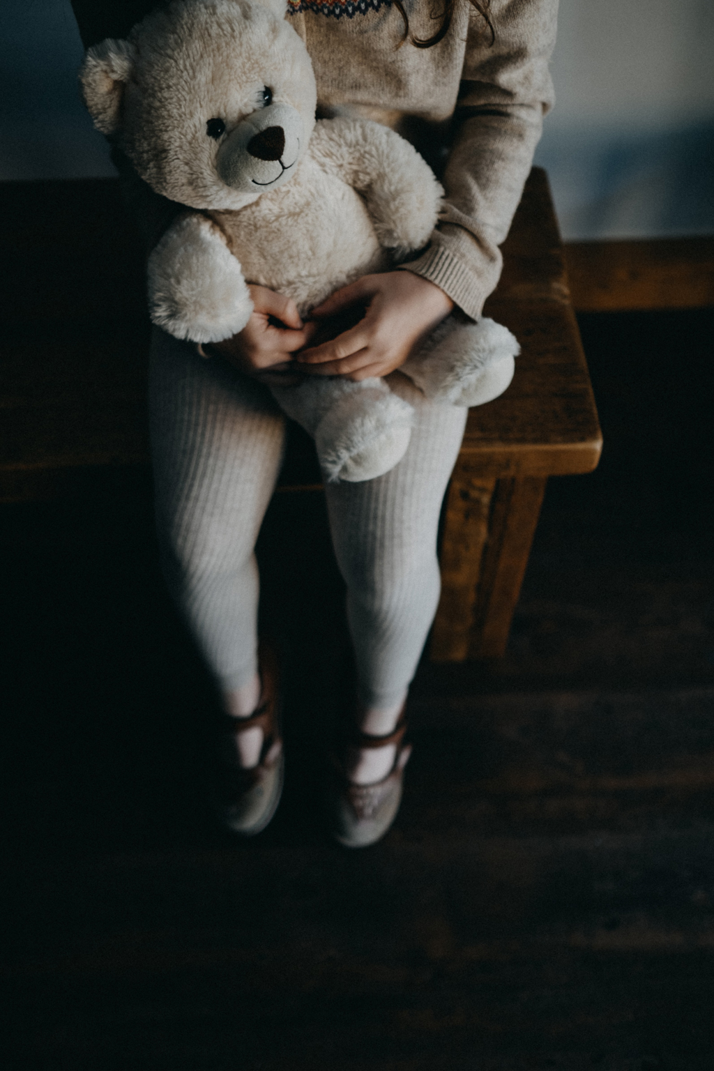 young girl holding a teddy bear