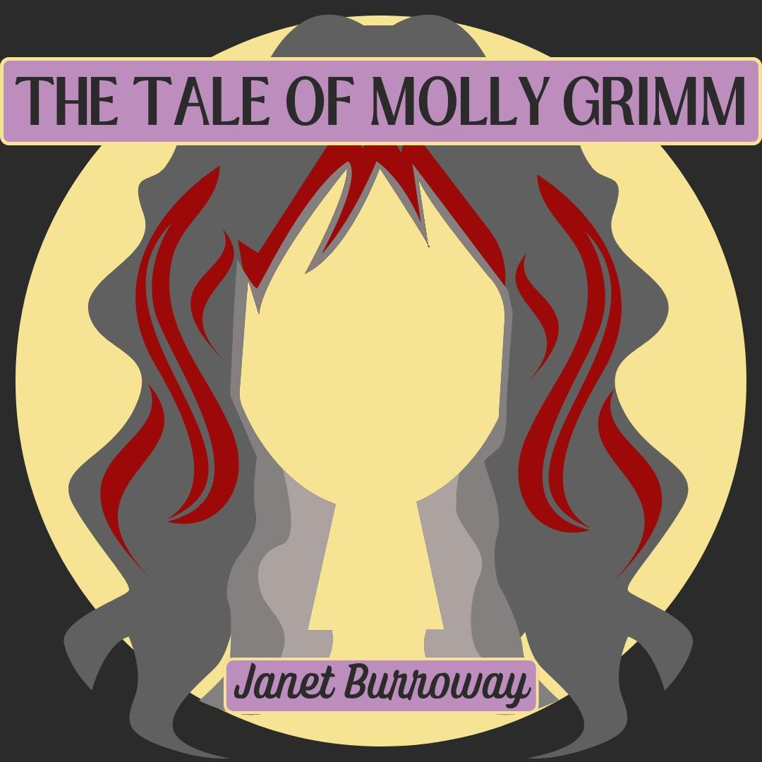 Graphic design image of a front facing silhouette with gray and red hair